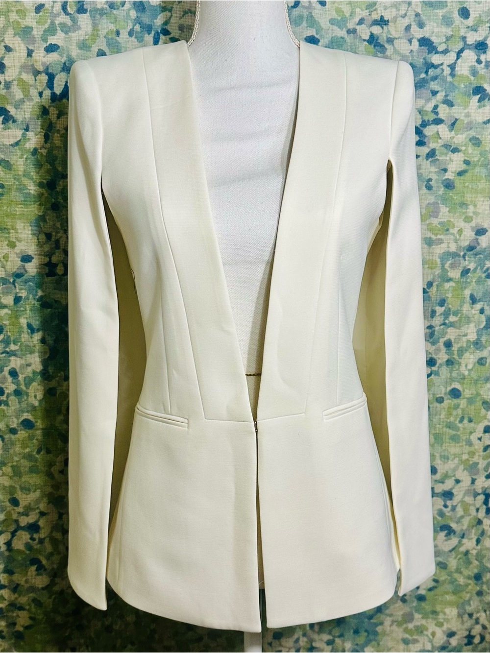 BCBGMAXAZRIA Ivory Open Front Cape Blazer Jacket XXS